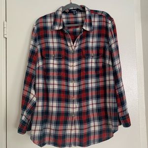 Chaps Red Plaid Flannel Button Down